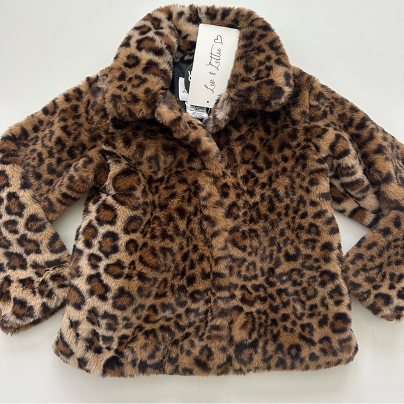 Leopard Print Faux Fur Kids Jacket Size 5 - Picture 12 of 13